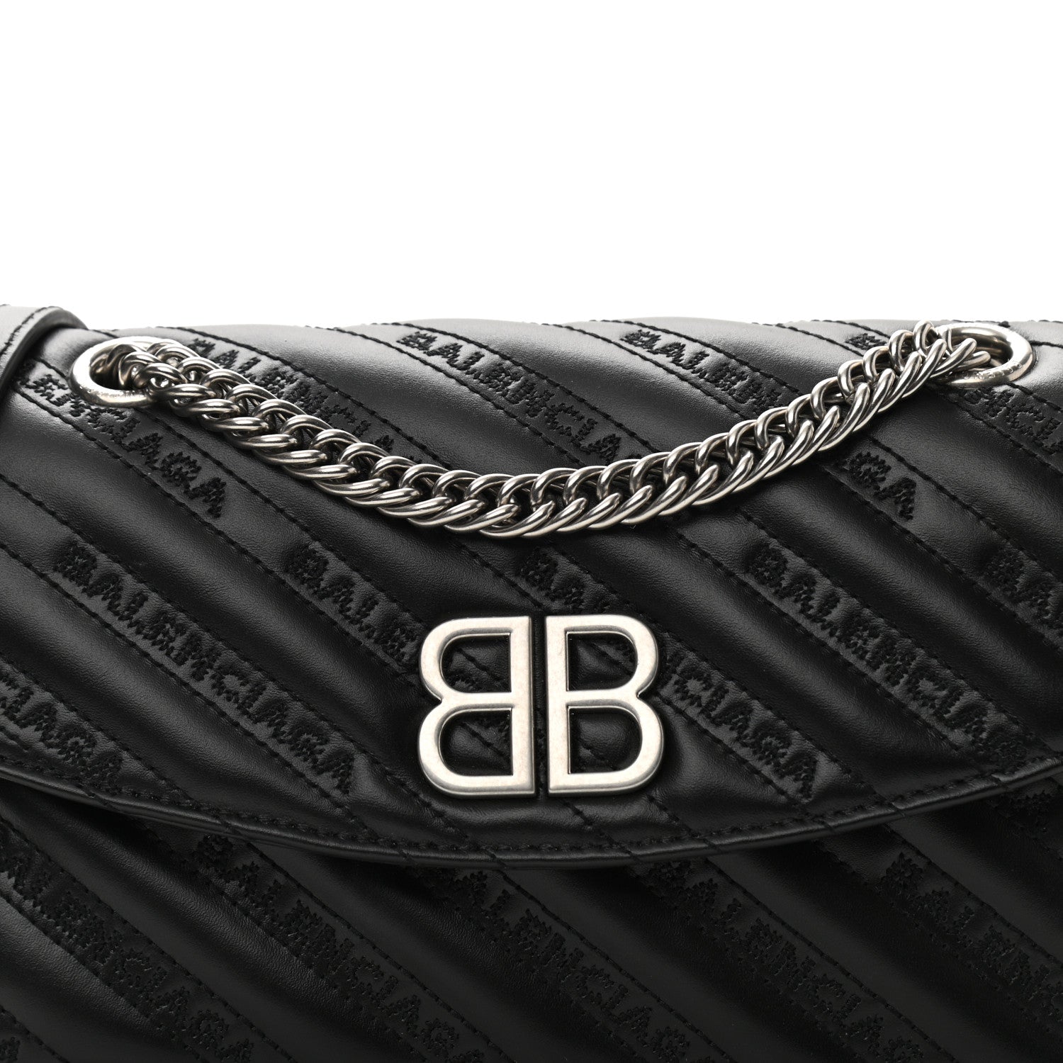 Balenciaga Calfskin Logo Matelasse S BB Round Shoulder Bag Black 8 of 11
