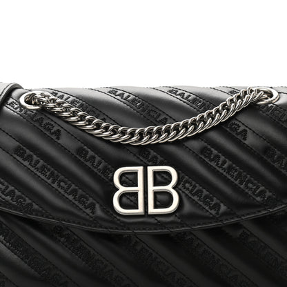 Balenciaga Calfskin Logo Matelasse S BB Round Shoulder Bag Black 8 of 11