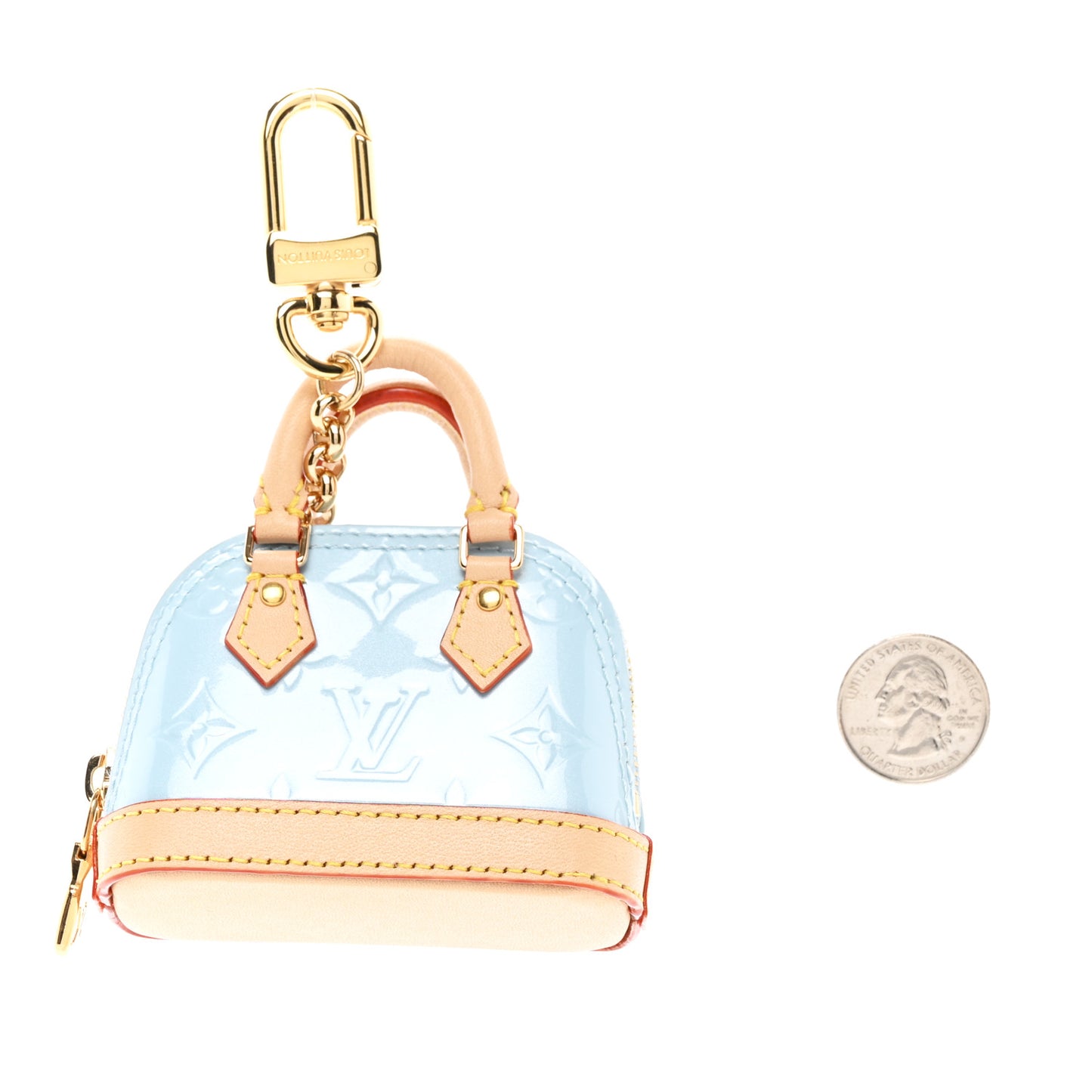 Vernis Monogram Micro Alma Bag Charm Key Holder Blue