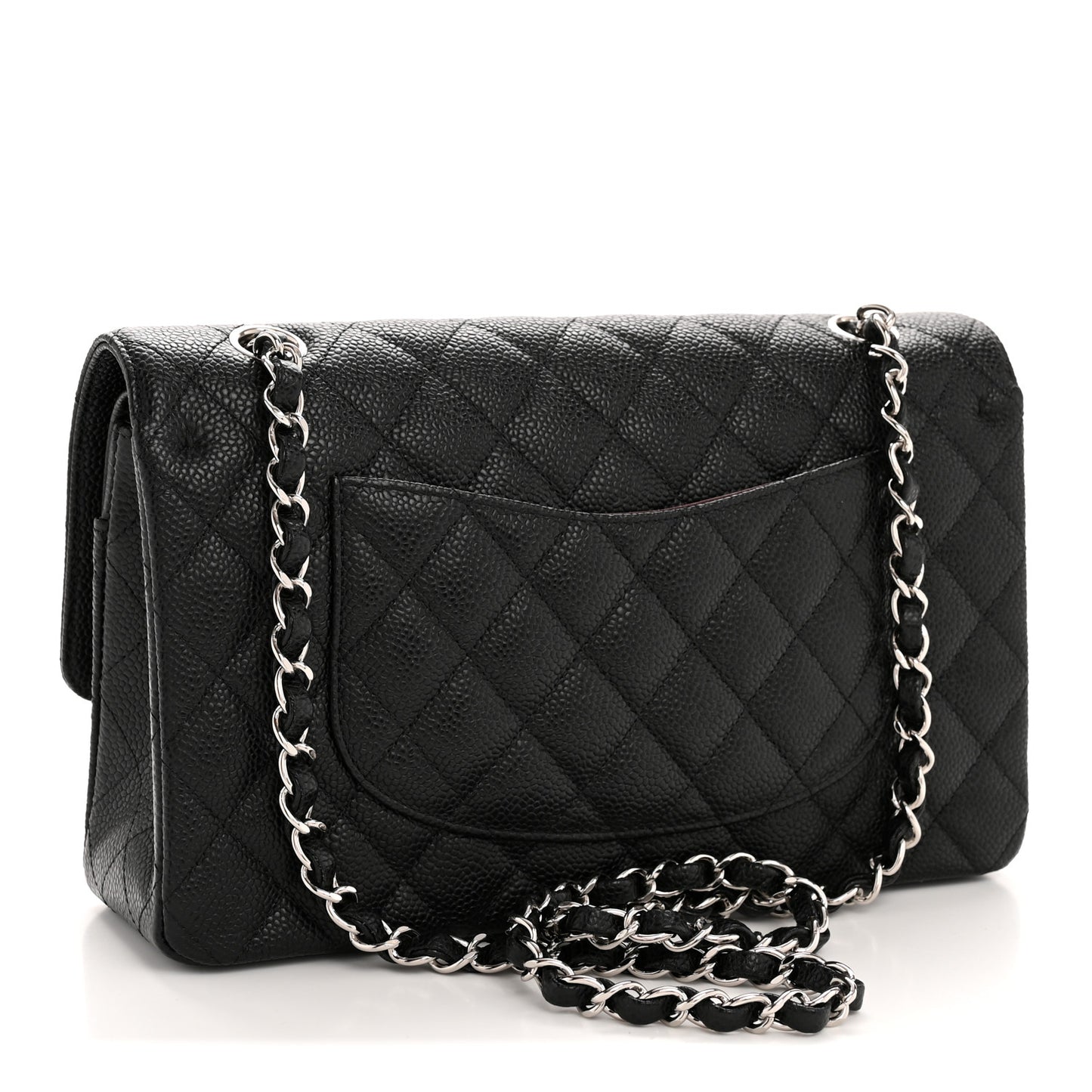 Caviar Quilted Medium Double Flap Black