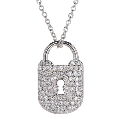 Tiffany Platinum Diamond Small Vintage Lock Pendant Necklace 4 of 7