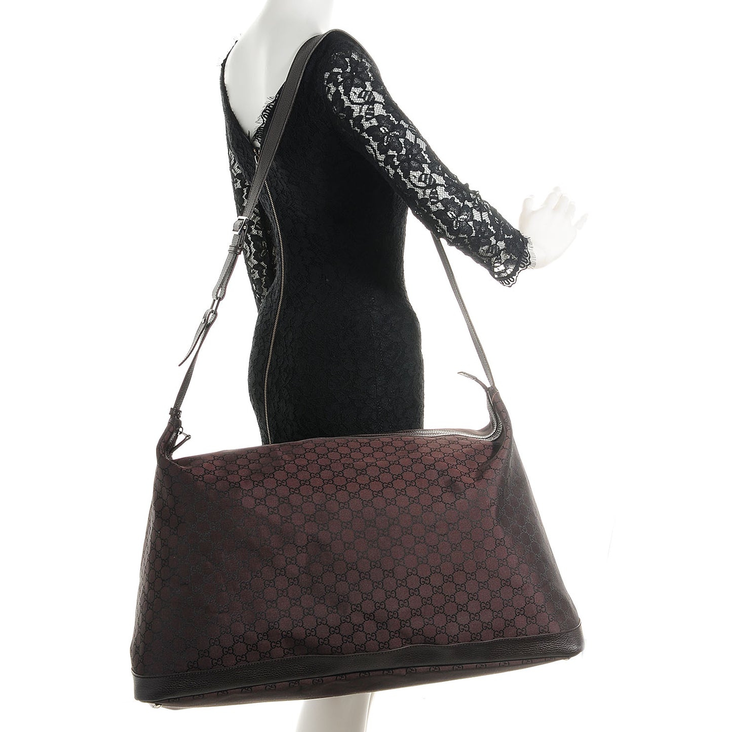 Nylon Monogram Large Travel Hobo Dark Brown