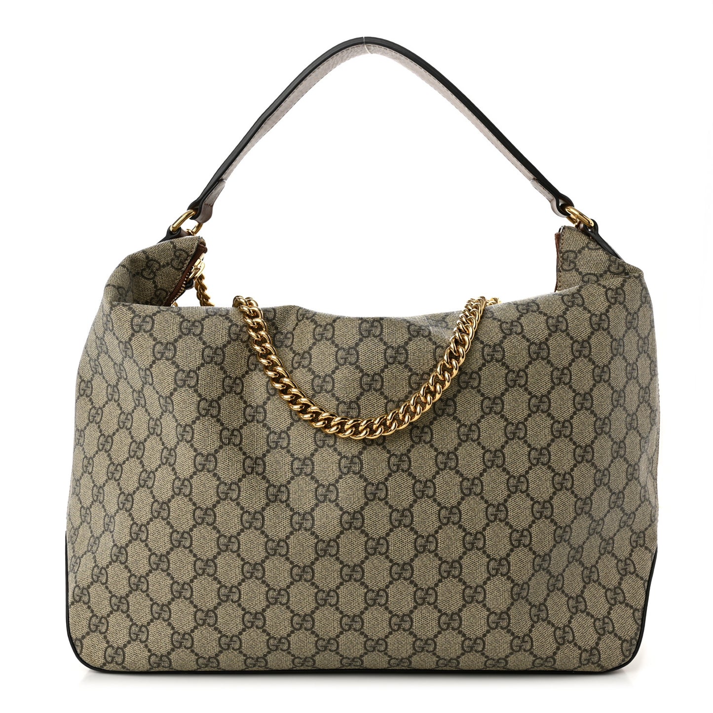 GG Supreme Monogram Large Linea A Hobo Light Brown