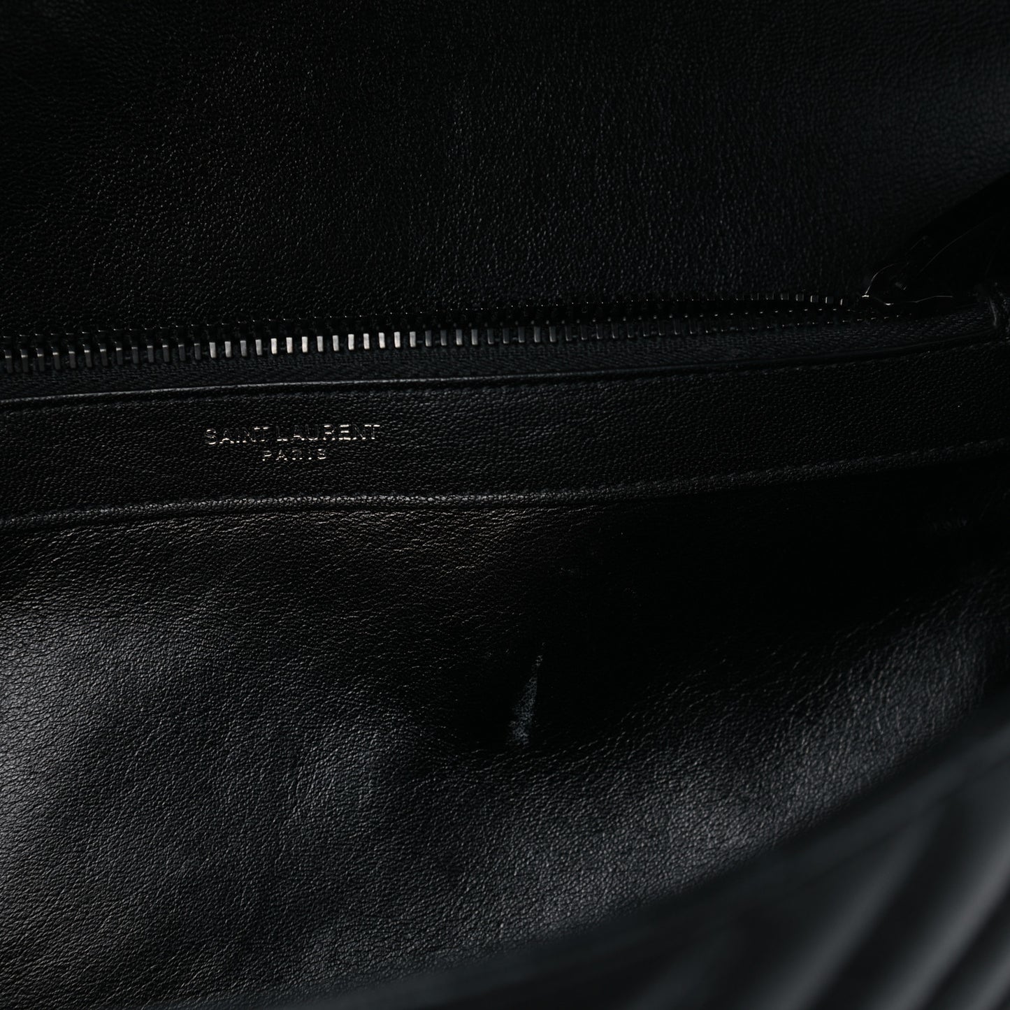 Sheepskin Matelasse Chevron Monogram Monochrome Large College Satchel Black