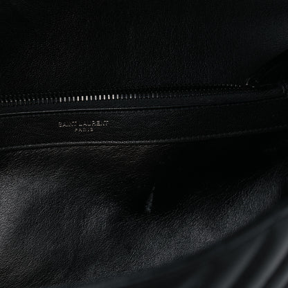 Saint Laurent Sheepskin Matelasse Chevron Monogram Monochrome Large College Satchel Black 5 of 5