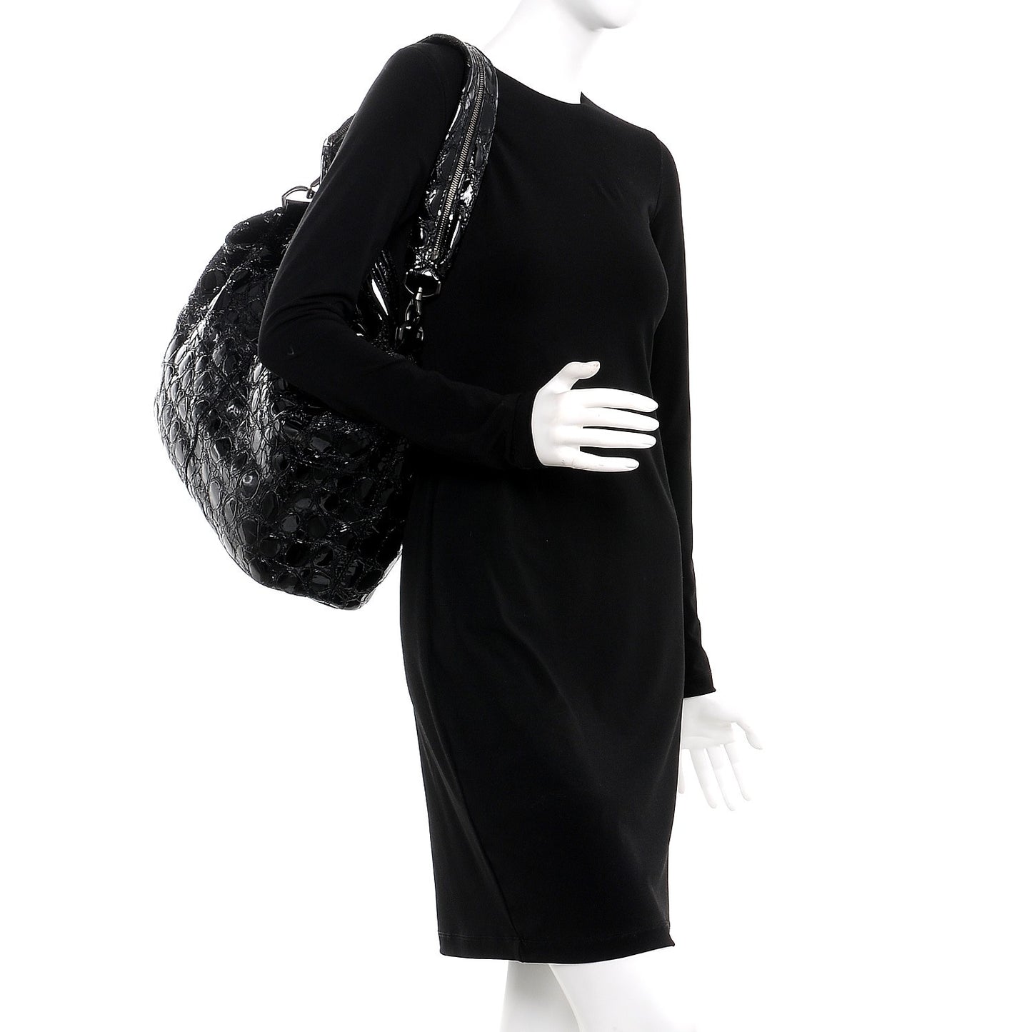 Patent Crocodile Embossed Medium Nightingale Black