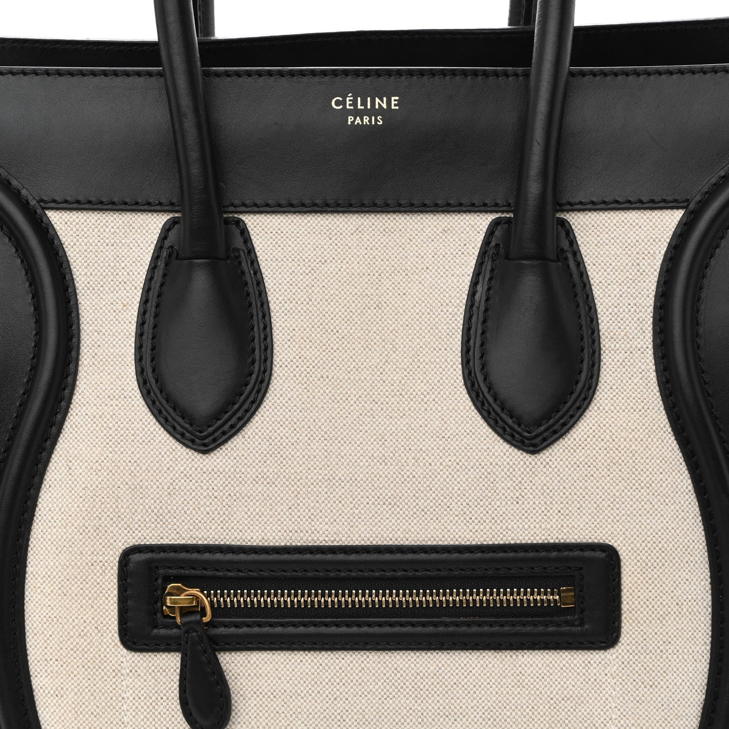 Celine Natural Canvas Smooth Calfskin Mini Luggage Cream 8 of 10