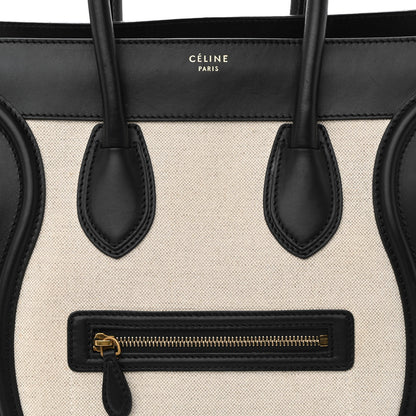 Celine Natural Canvas Smooth Calfskin Mini Luggage Cream 8 of 10