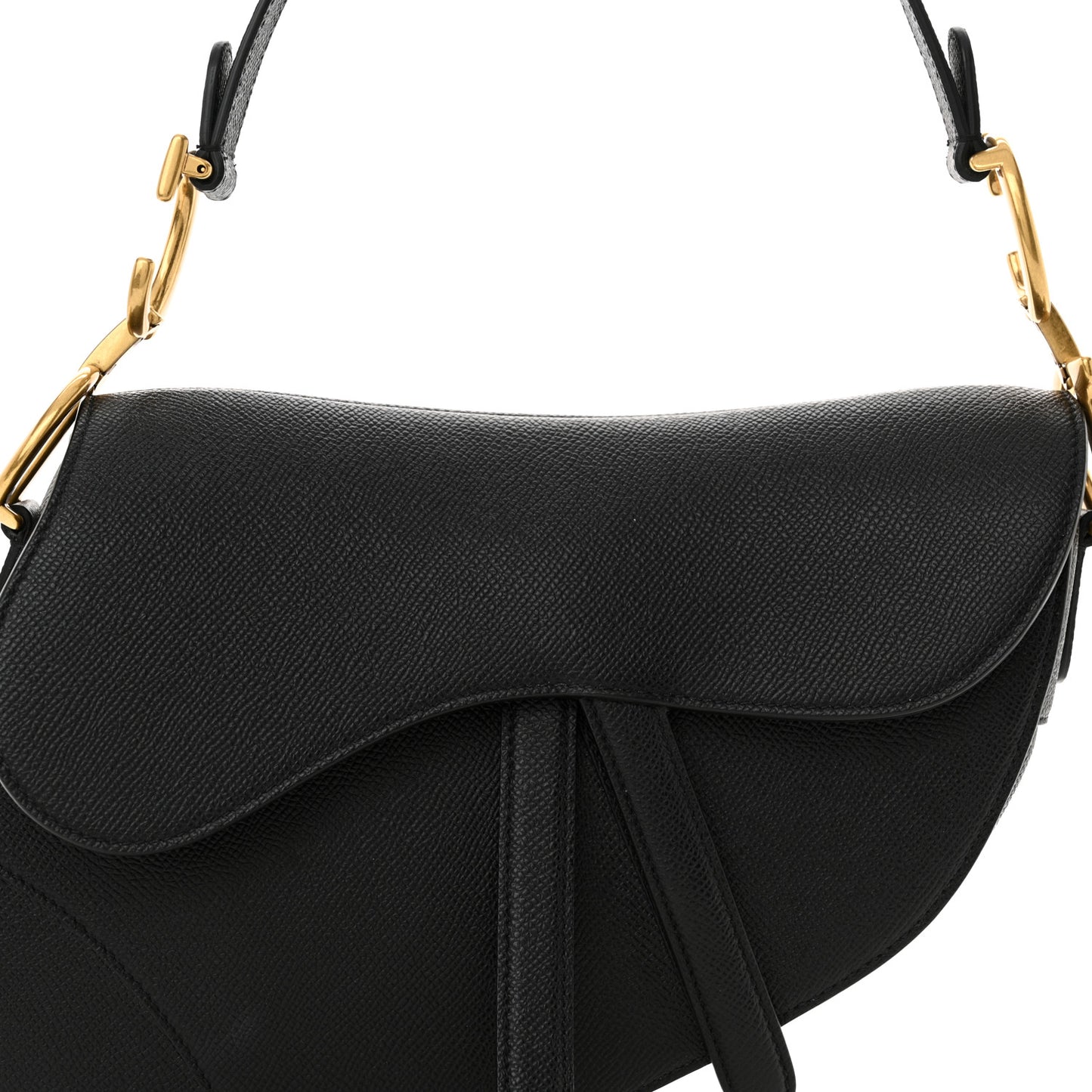 Grained Calfskin Saddle Bag Black
