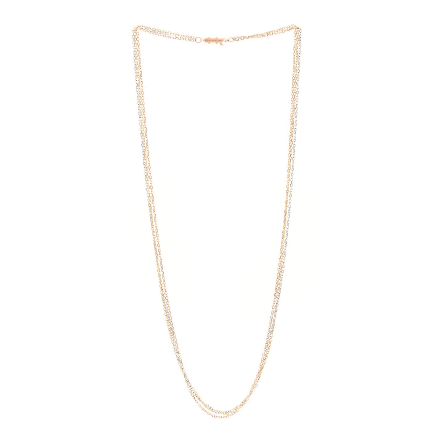 18K Pink Yellow White Gold Three Chain Necklace