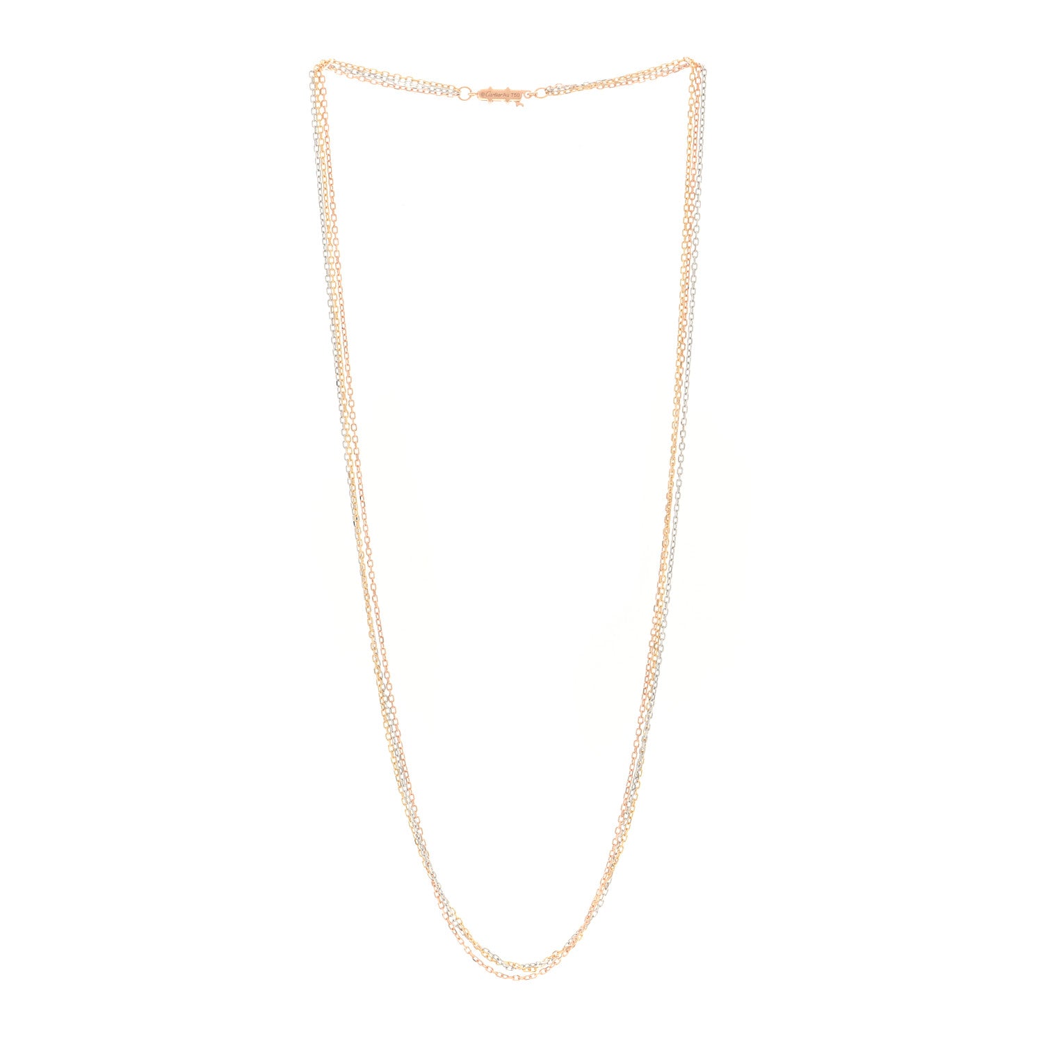 Cartier 18K Pink Yellow White Gold Three Chain Necklace 3 of 5