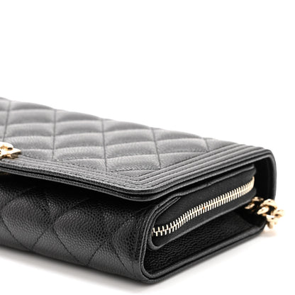 Chanel Caviar Quilted Boy Wallet On Chain WOC Black 12 of 13
