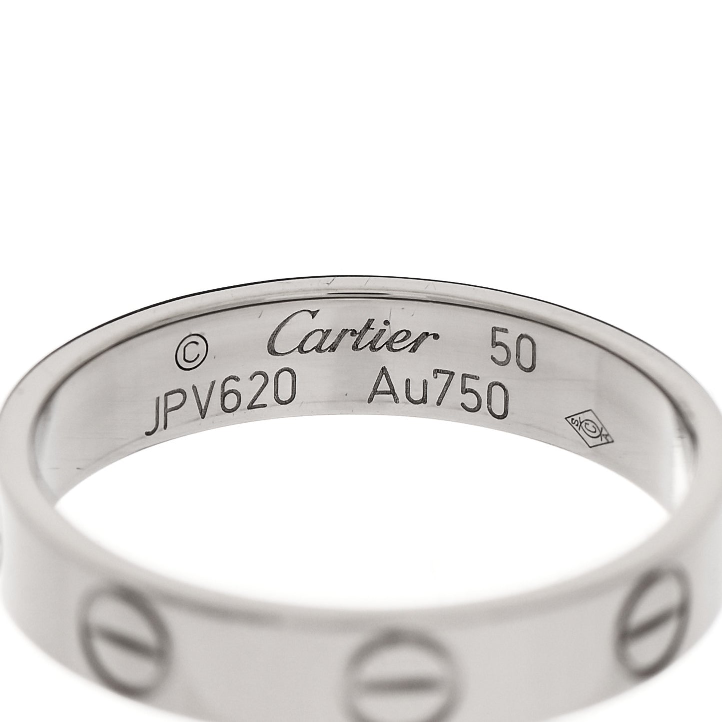 18K White Gold 3.5mm LOVE Wedding Band Ring 50 5.25
