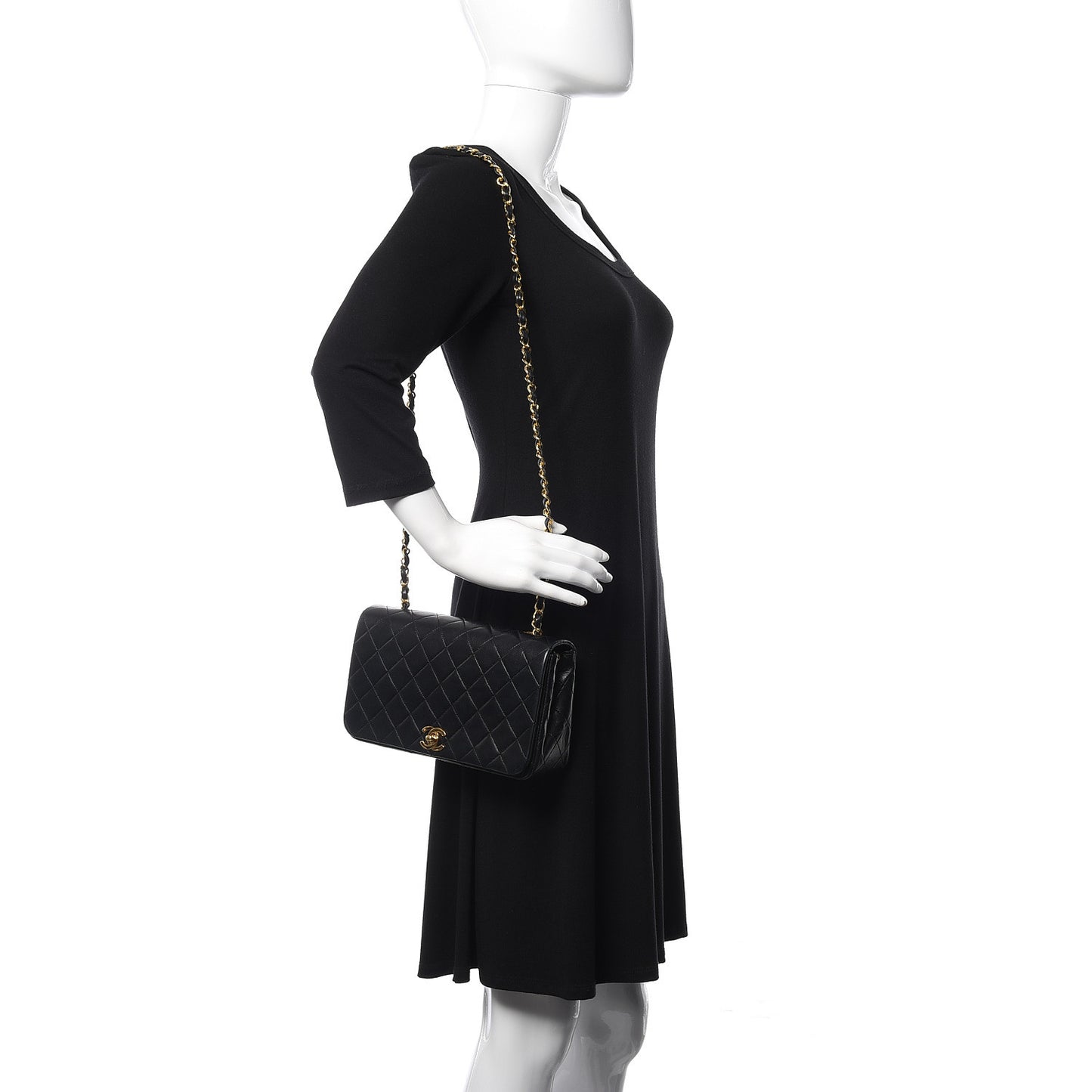 Lambskin Quilted Small Single Flap Bag Black