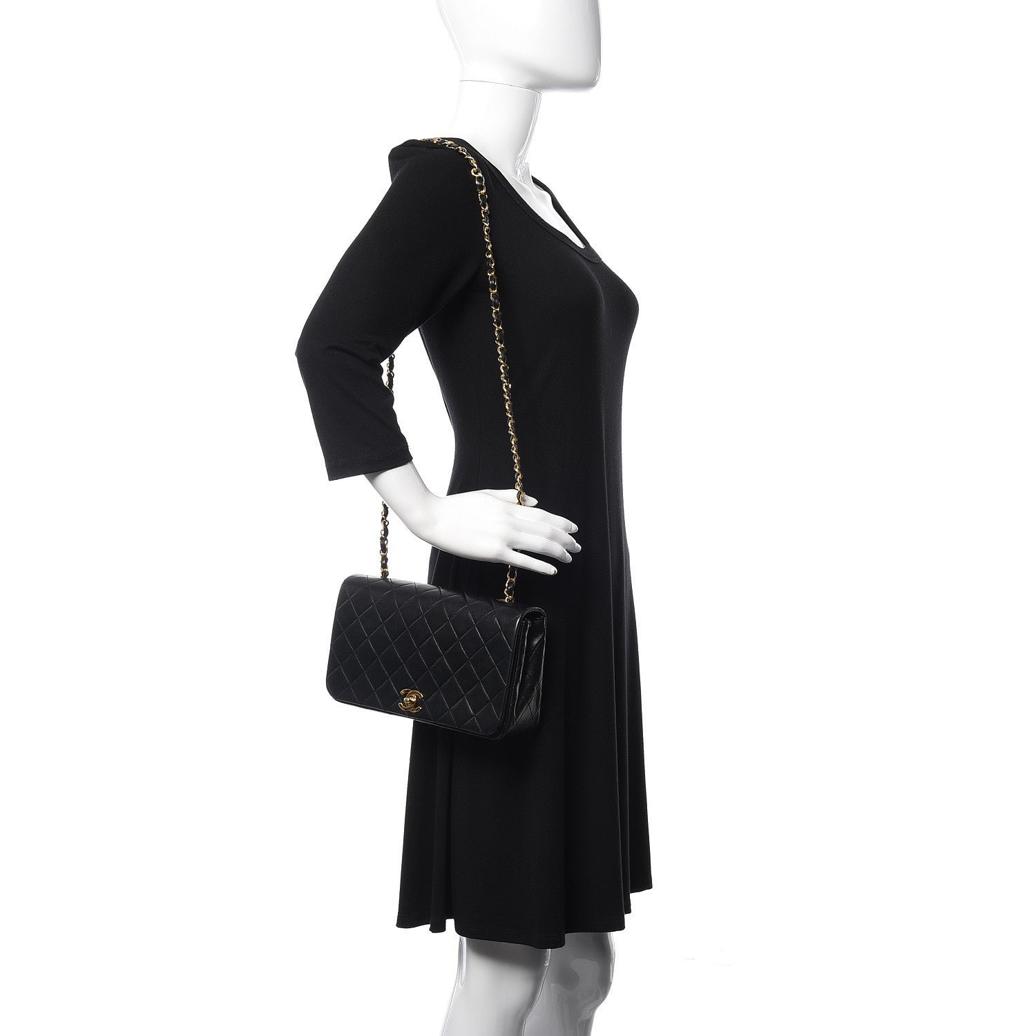 Chanel Lambskin Quilted Small Single Flap Bag Black 2 of 15