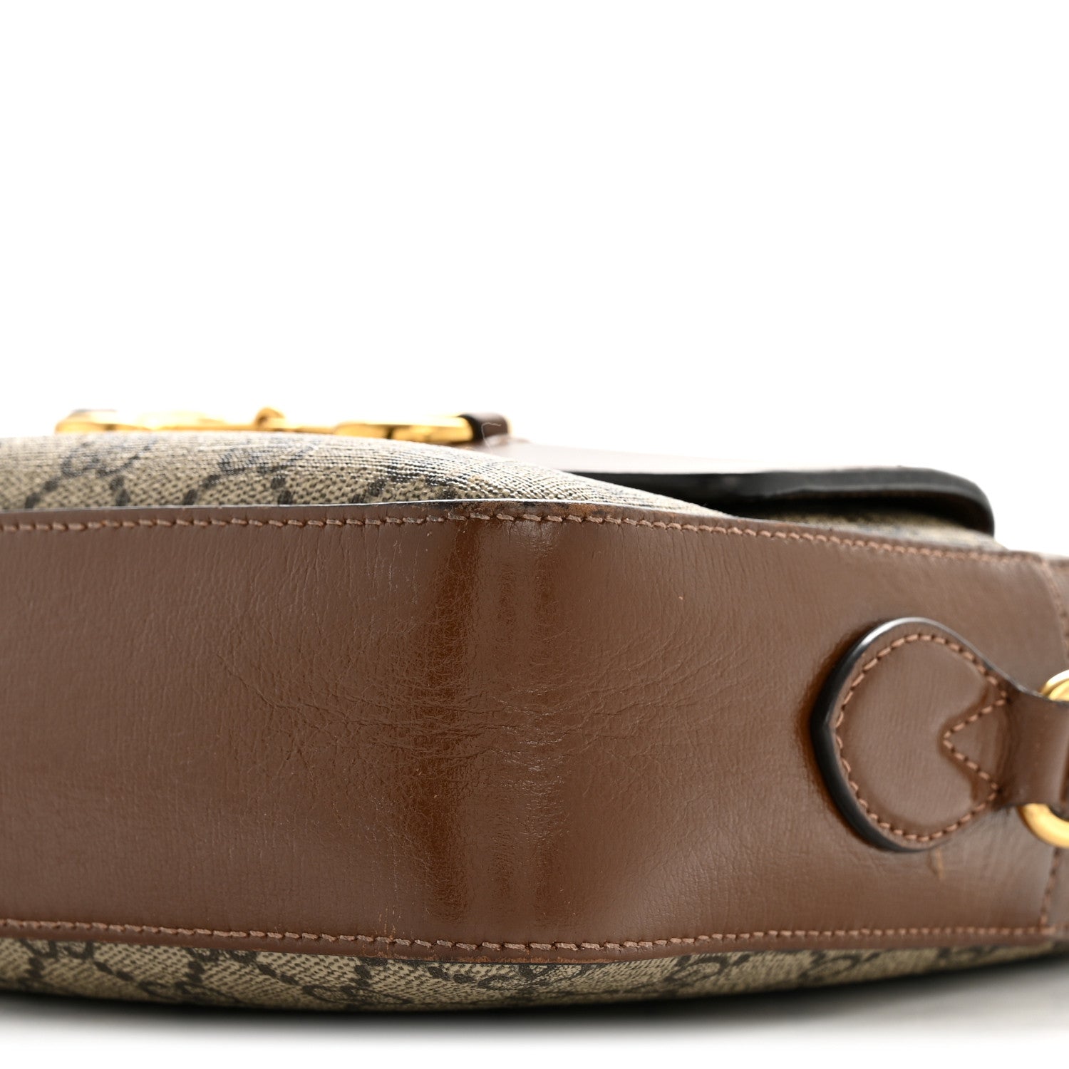 Gucci GG Supreme Monogram Small Horsebit 1955 Shoulder Bag Beige Brown Sugar 10 of 14