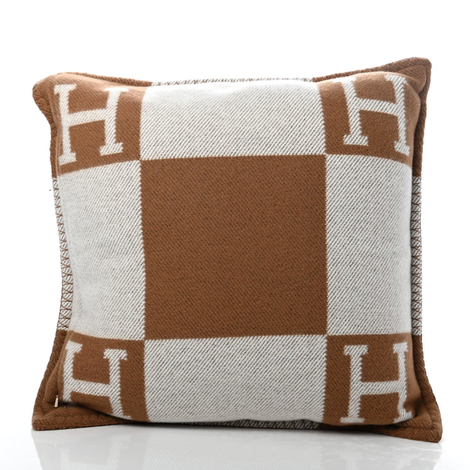Hermes Wool Cashmere Avalon Pillow PM Ecru Camel 2 of 3