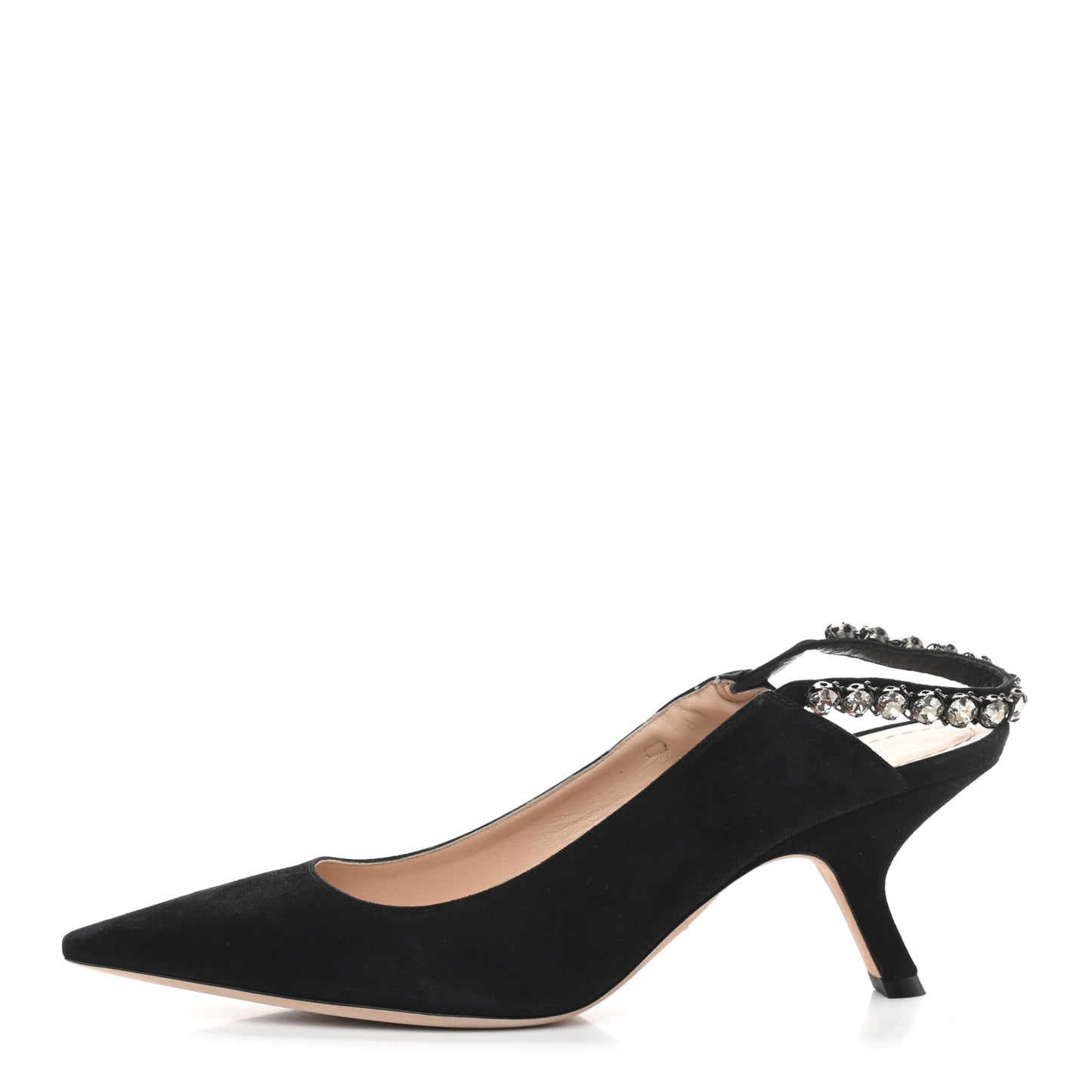 Suede Crystal Diorich Slingback Pumps 39 Black