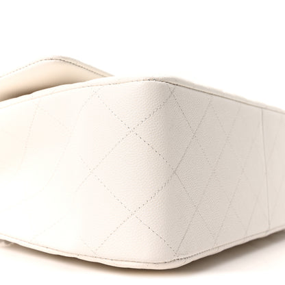 Chanel Caviar Quilted Jumbo Double Flap White 9 of 10