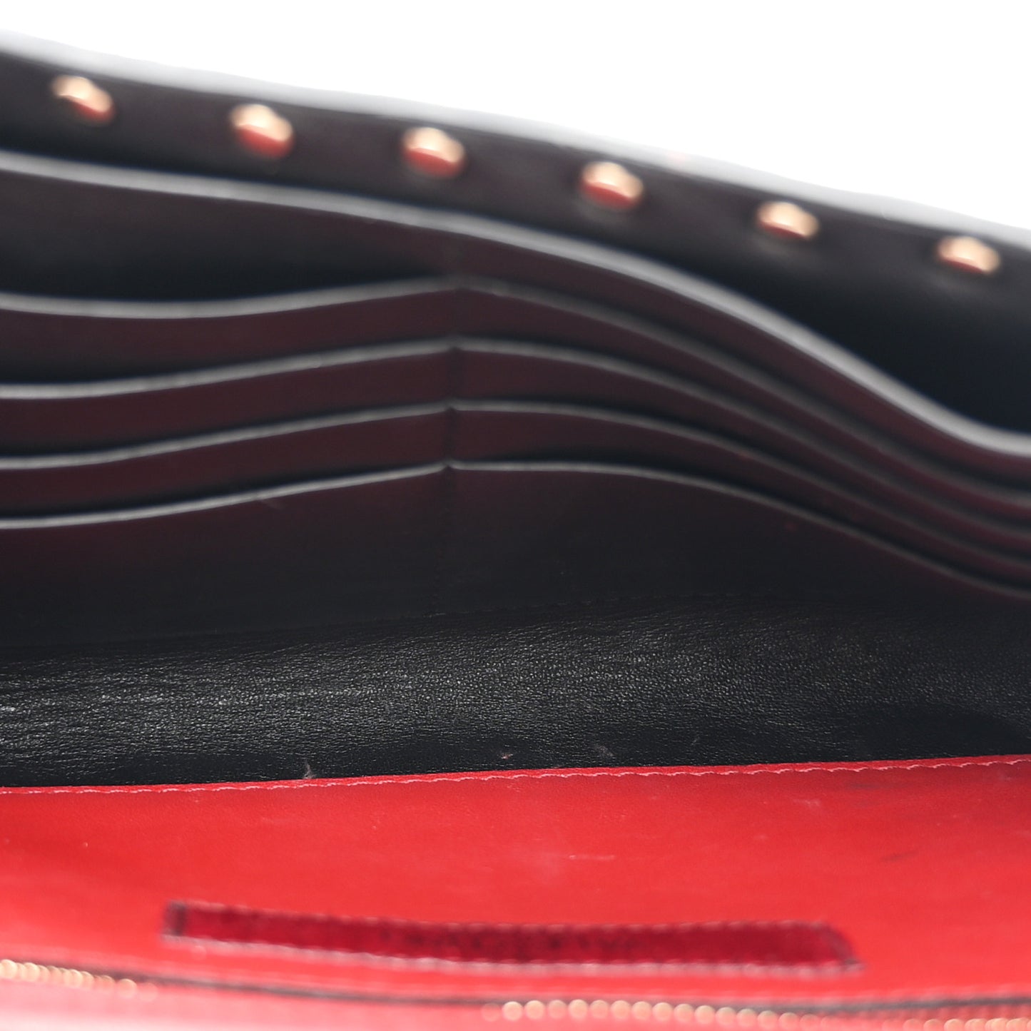 Lambskin VLTN Print Rockstud Spike Wallet On Chain White