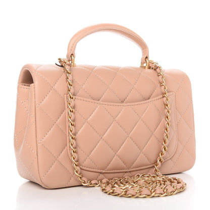 Chanel Lambskin Quilted Mini Top Handle Rectangular Flap Beige 3 of 10