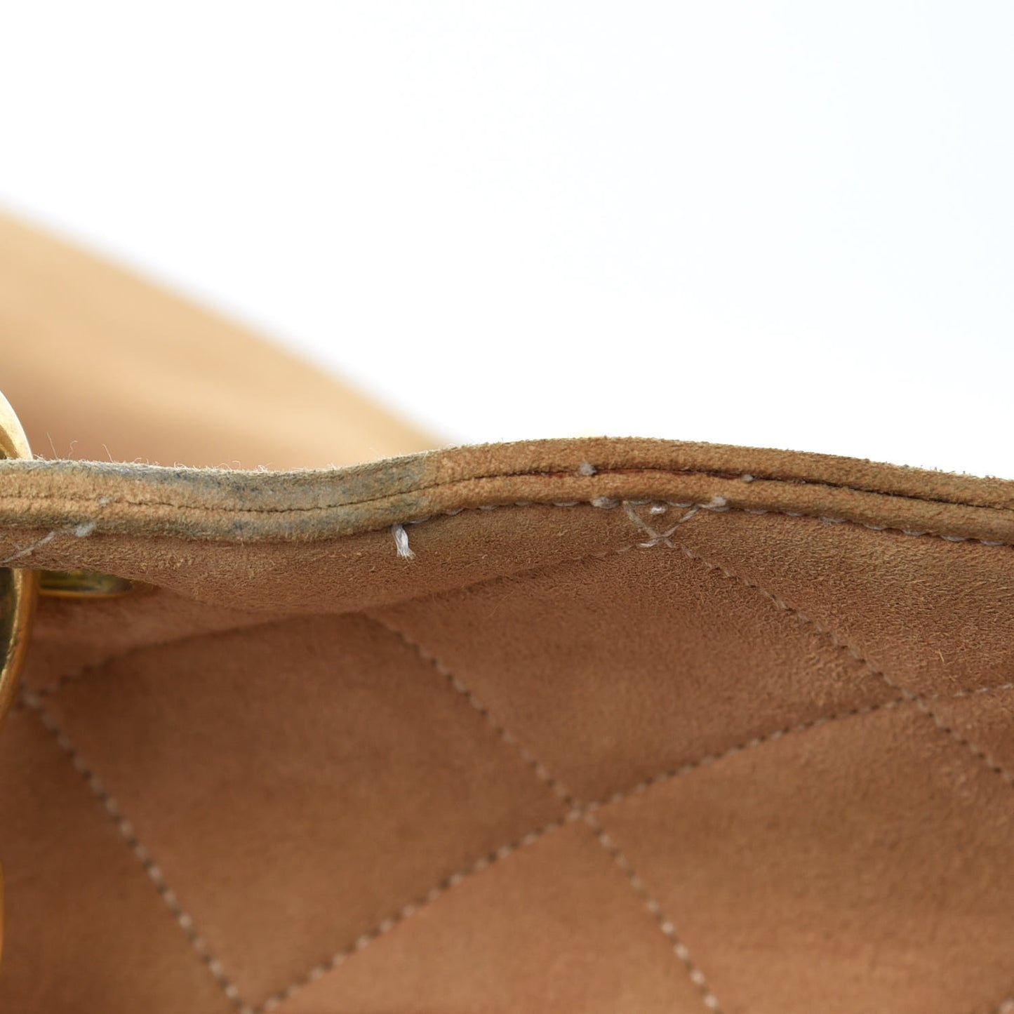 Suede Quilted Tote Beige