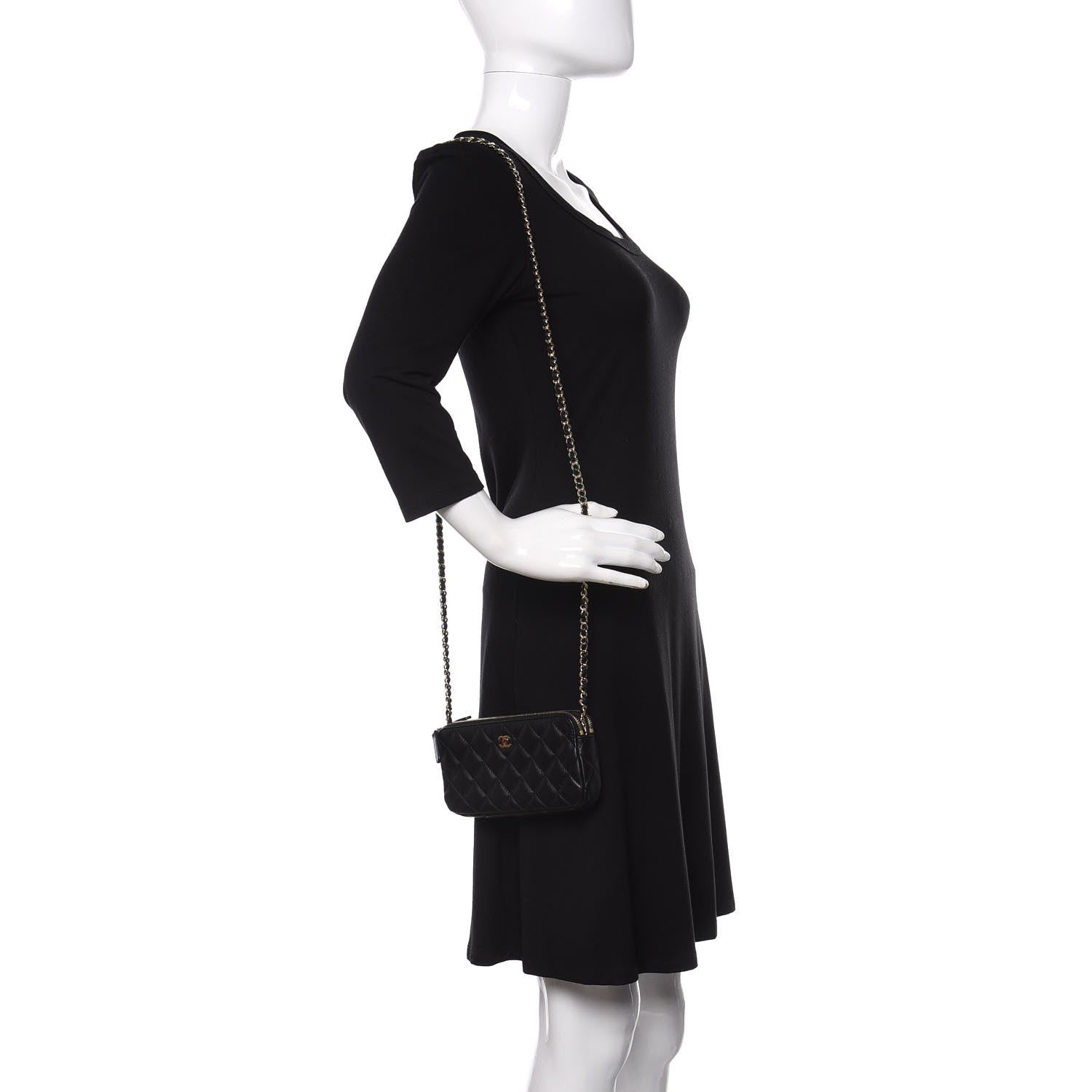 Chanel Lambskin Quilted Small Clutch With Chain Black 2 of 12
