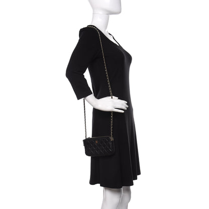 Chanel Lambskin Quilted Small Clutch With Chain Black 2 of 12