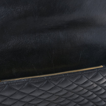 Saint Laurent Calfskin Mixed Matelasse Triquilt Large Monogram Satchel Black 8 of 9