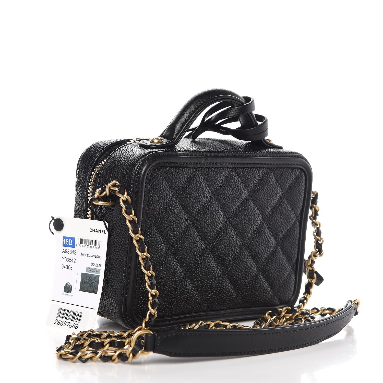 Chanel Caviar Quilted Small CC Filigree Vanity Case Black 3 of 8