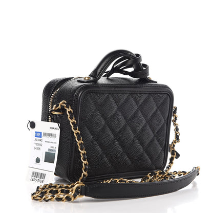 Chanel Caviar Quilted Small CC Filigree Vanity Case Black 3 of 8
