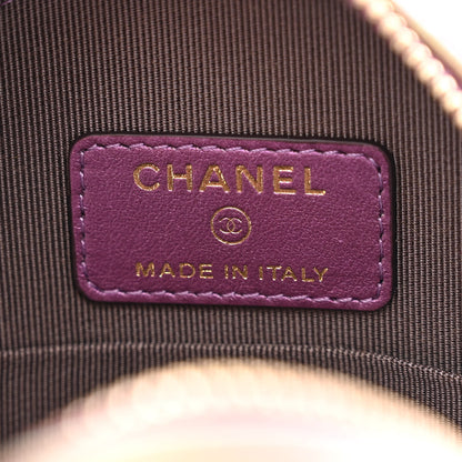 Chanel Iridescent Lambskin Quilted Round Clutch With Chain Purple 6 of 11