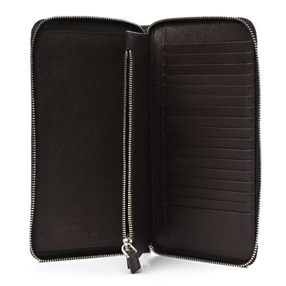 Prada Saffiano Large Zip Around Travel Wallet Brown 4 of 10