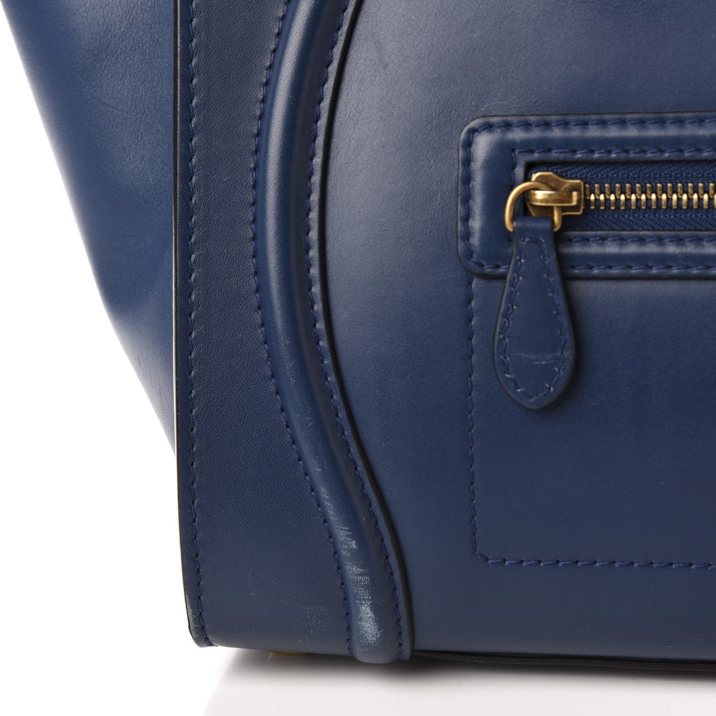 Smooth Calfskin Mini Bi-Color Luggage Ocean Blue