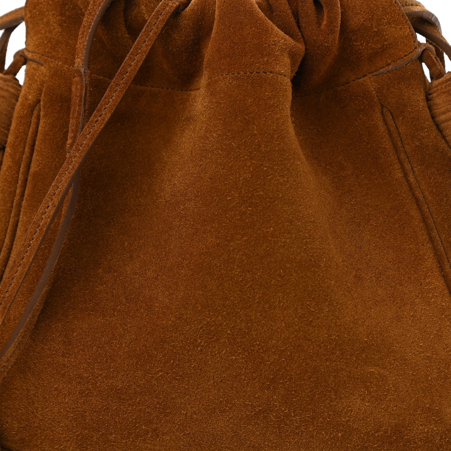 Suede Calfskin Fringe Bucket Light Ochre