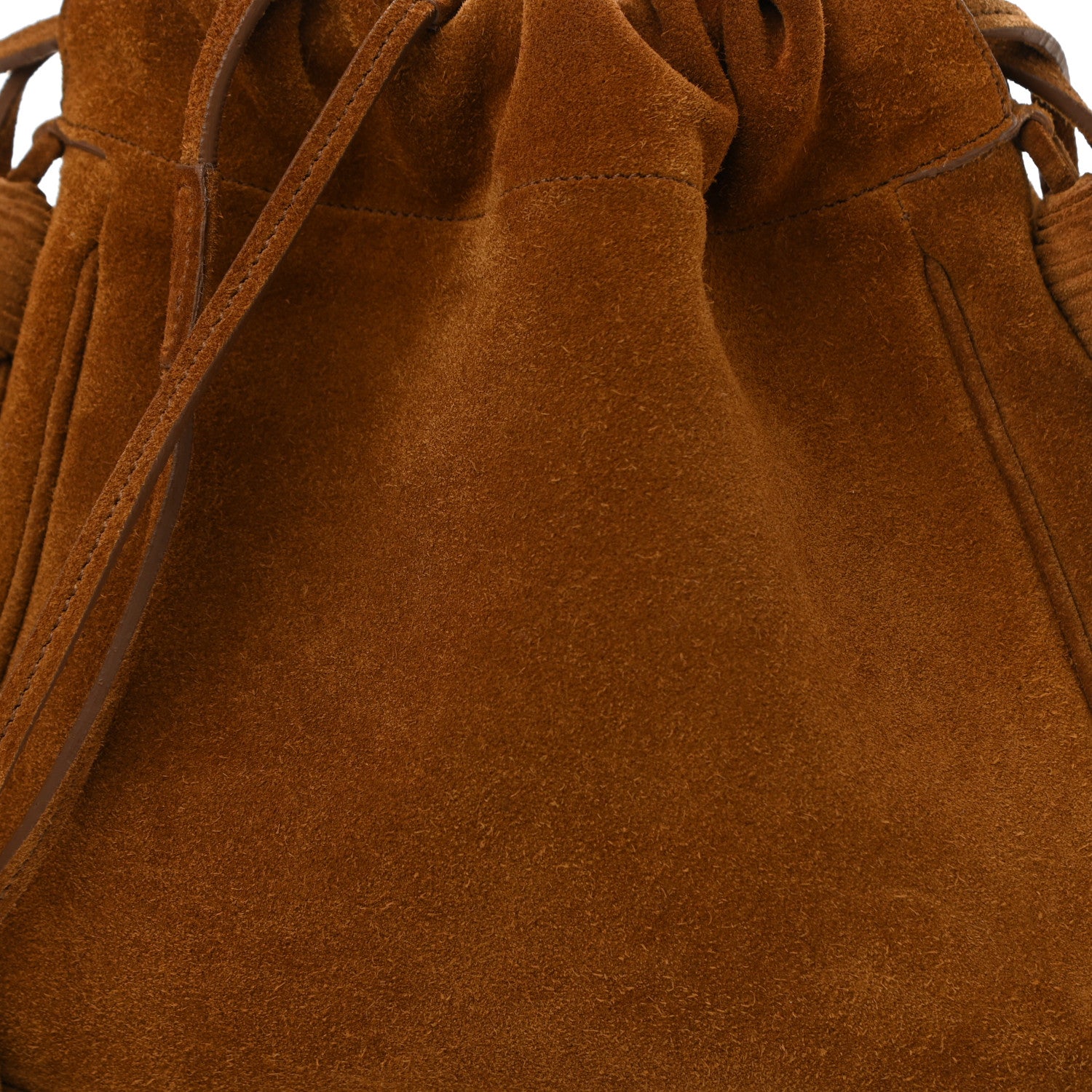 Saint Laurent Suede Calfskin Fringe Bucket Light Ochre 7 of 9