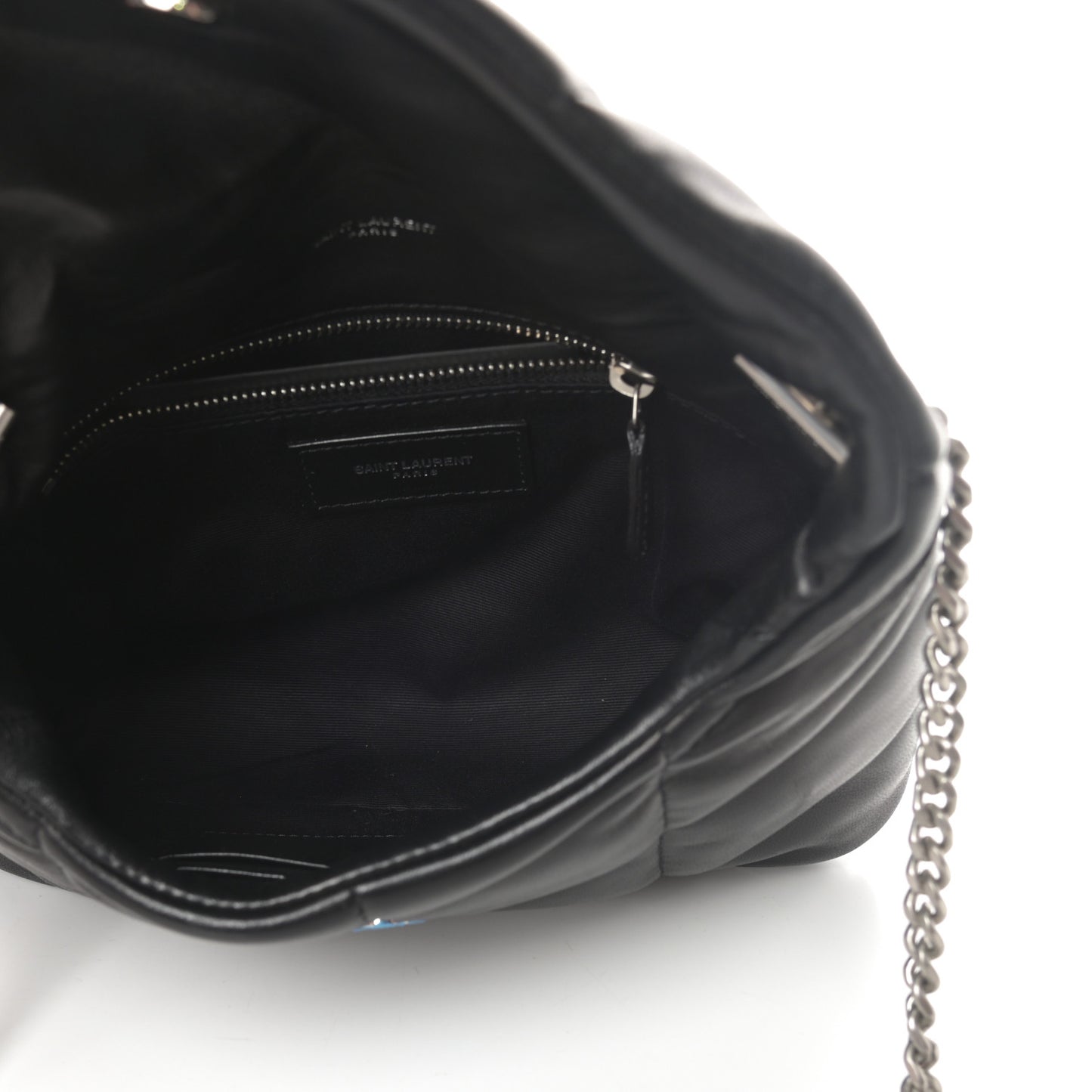Lambskin Quilted Toy Loulou Puffer Monogram Chain Satchel Black