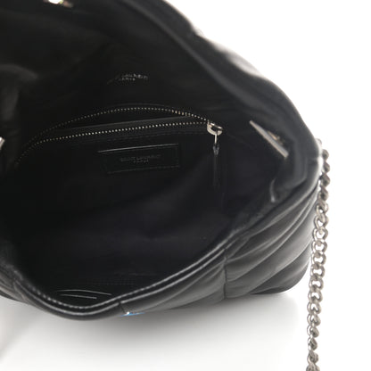 Saint Laurent Lambskin Quilted Toy Loulou Puffer Monogram Chain Satchel Black 5 of 11