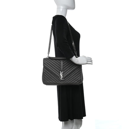 Saint Laurent Matelasse Chevron Monogram Large College Satchel Grey 2 of 9
