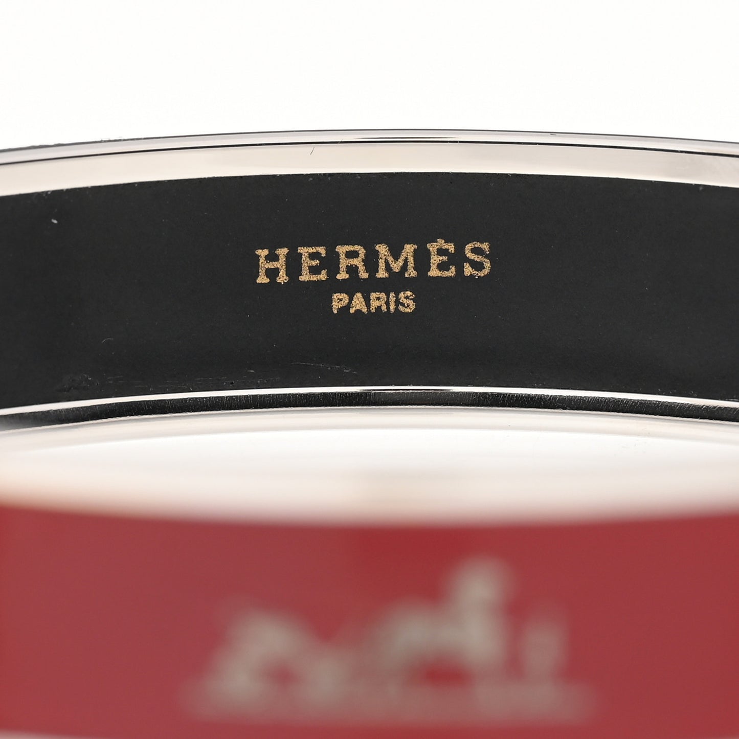Enamel Printed Narrow Caleche Bracelet 62 Rouge H