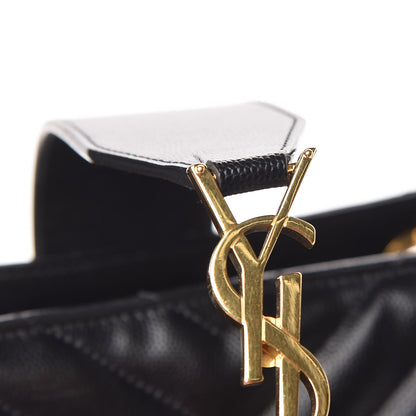 Saint Laurent Grain De Poudre Matelasse Chevron Monogram Shopping Bag Black 11 of 11
