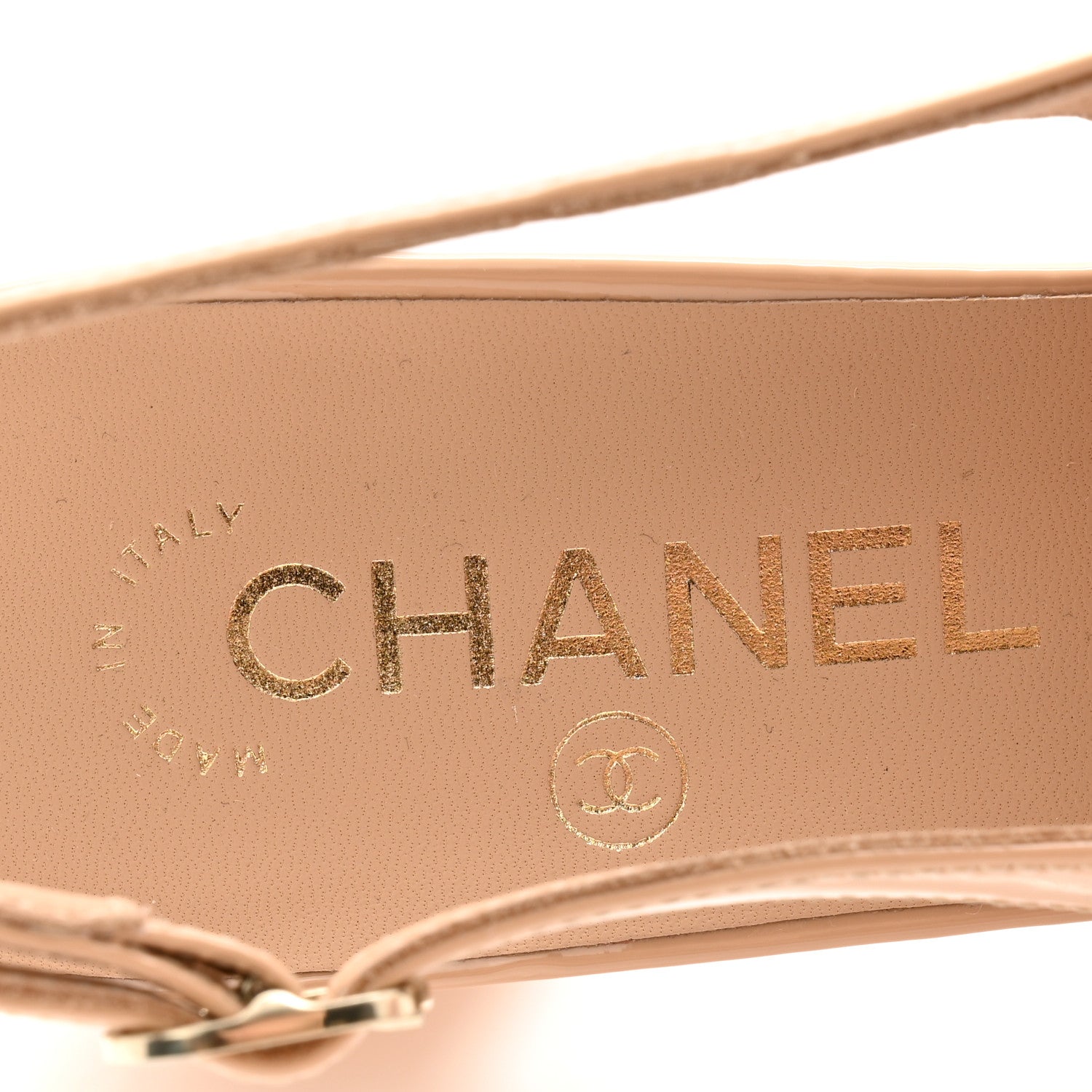 Chanel Patent Calfskin Cap Toe CC Slingback Pumps 38 Beige 5 of 10