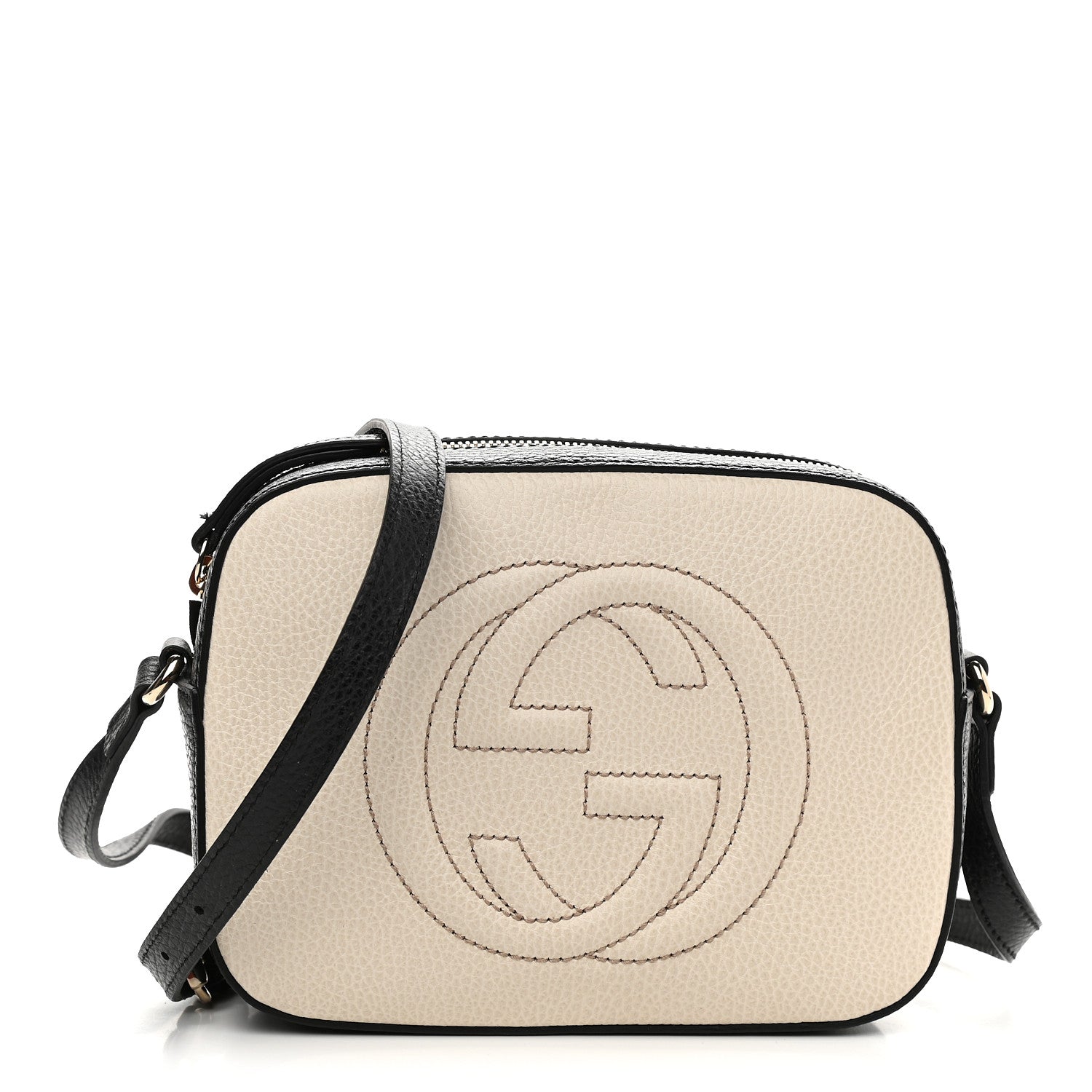 Gucci Dollar Calfskin Bi-Color Small Soho Disco Bag Mystic White Black 1 of 9