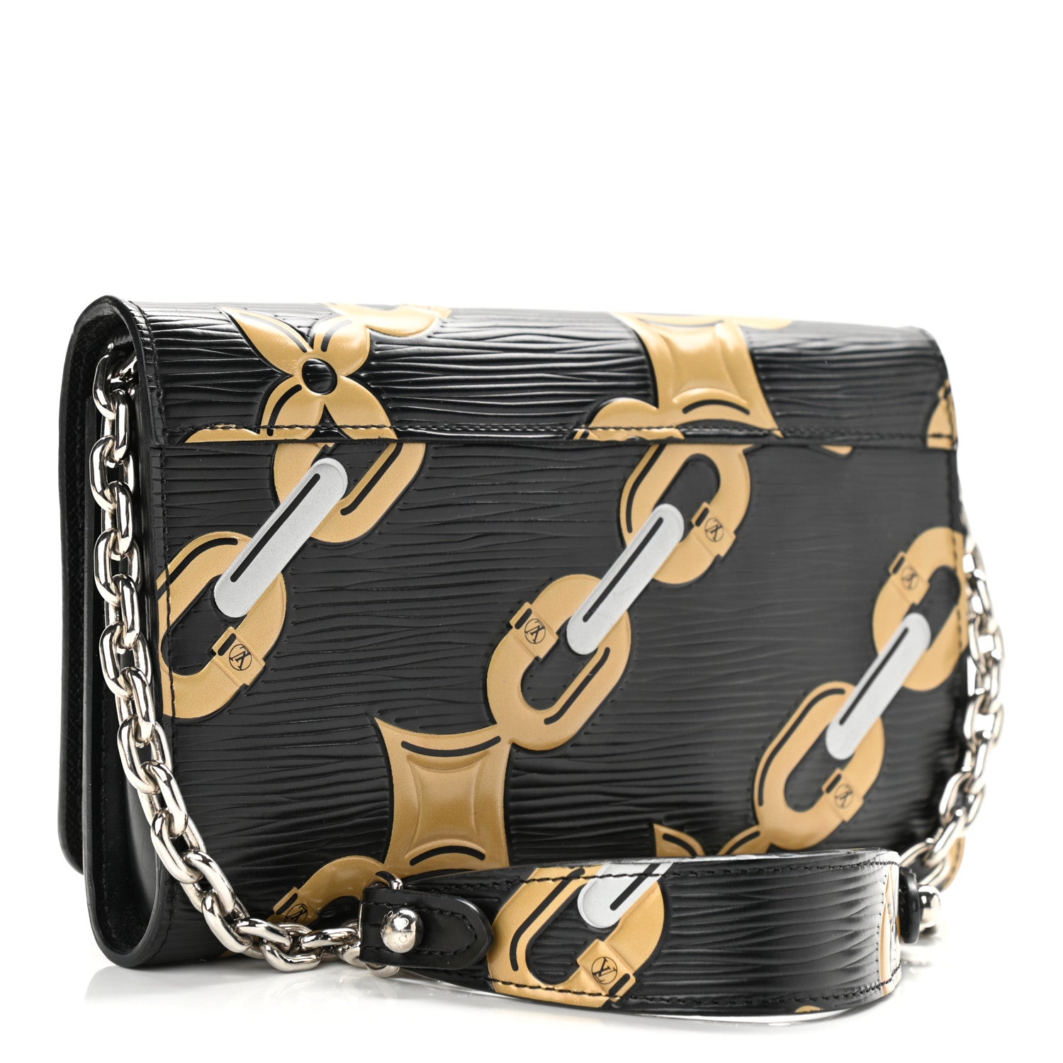 Louis Vuitton Epi Chain Flower Print Twist Chain Wallet Black 3 of 12