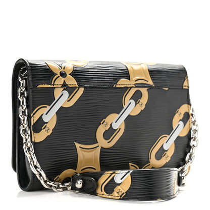 Louis Vuitton Epi Chain Flower Print Twist Chain Wallet Black 3 of 12