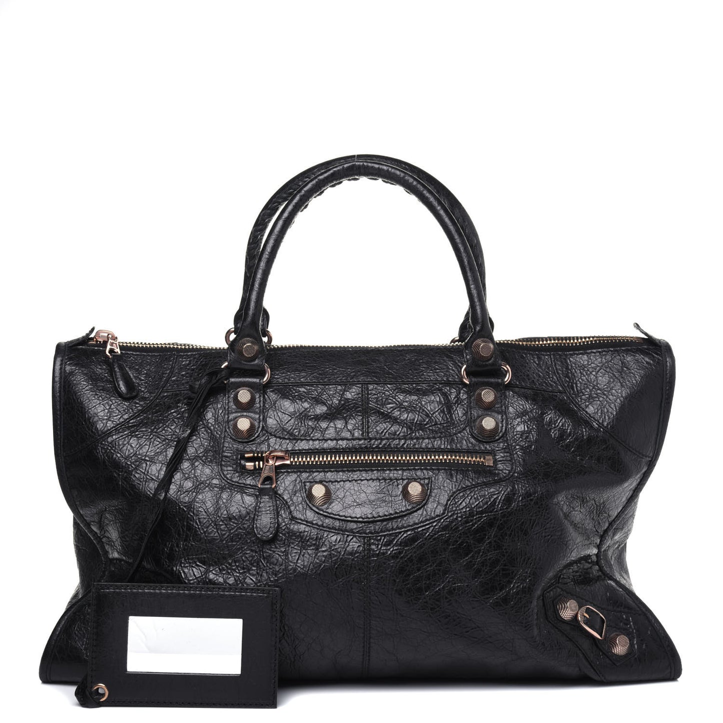 Agneau Giant 12 Rose Gold Hardware Weekender Black
