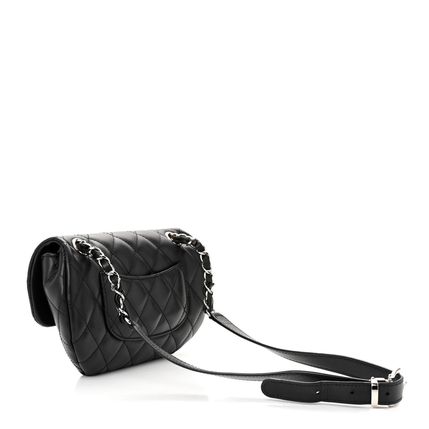 Calfskin Quilted CC Uniform Flap Belt Bag Black