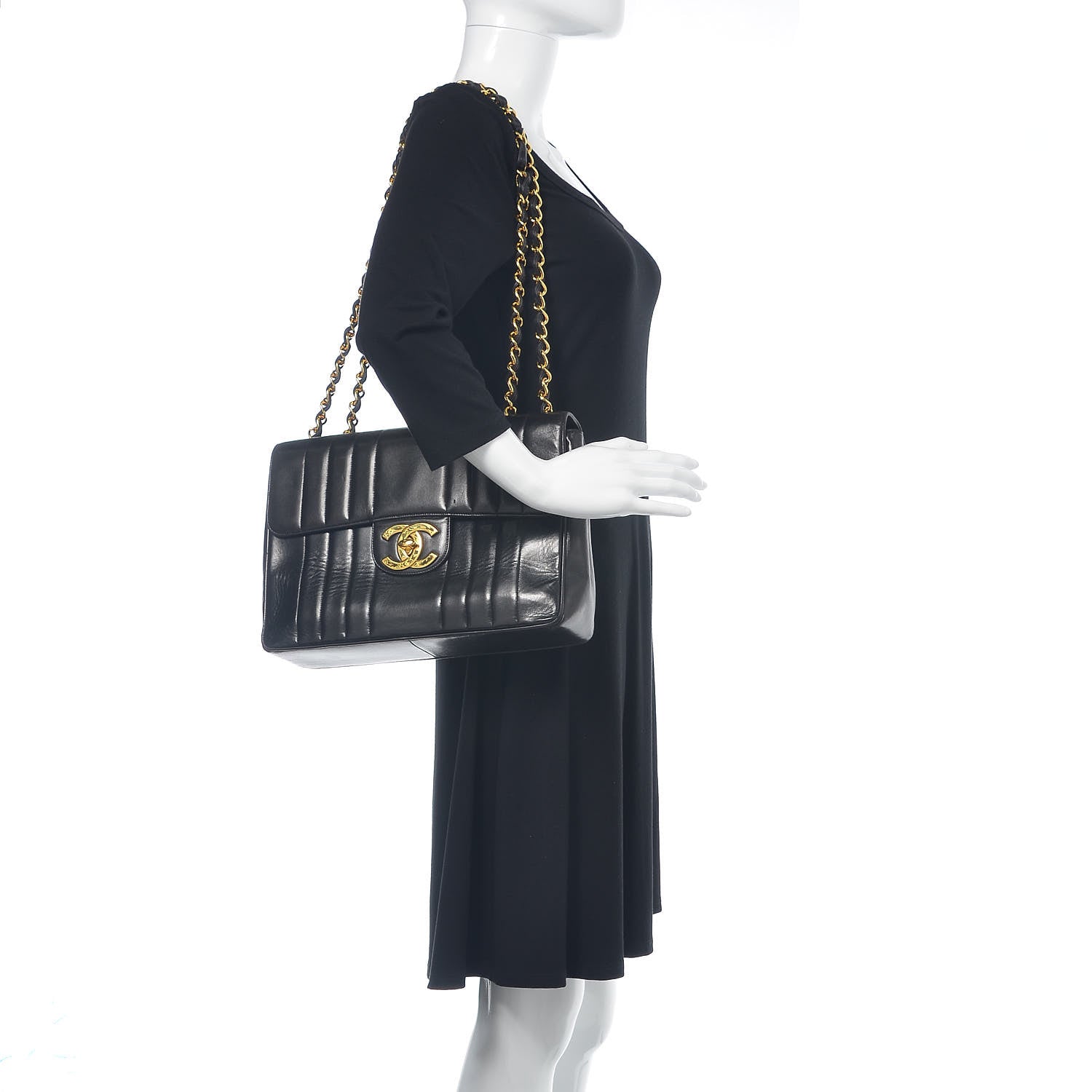 Chanel Lambskin Vertical Quilt Jumbo Single Flap Black 2 of 16