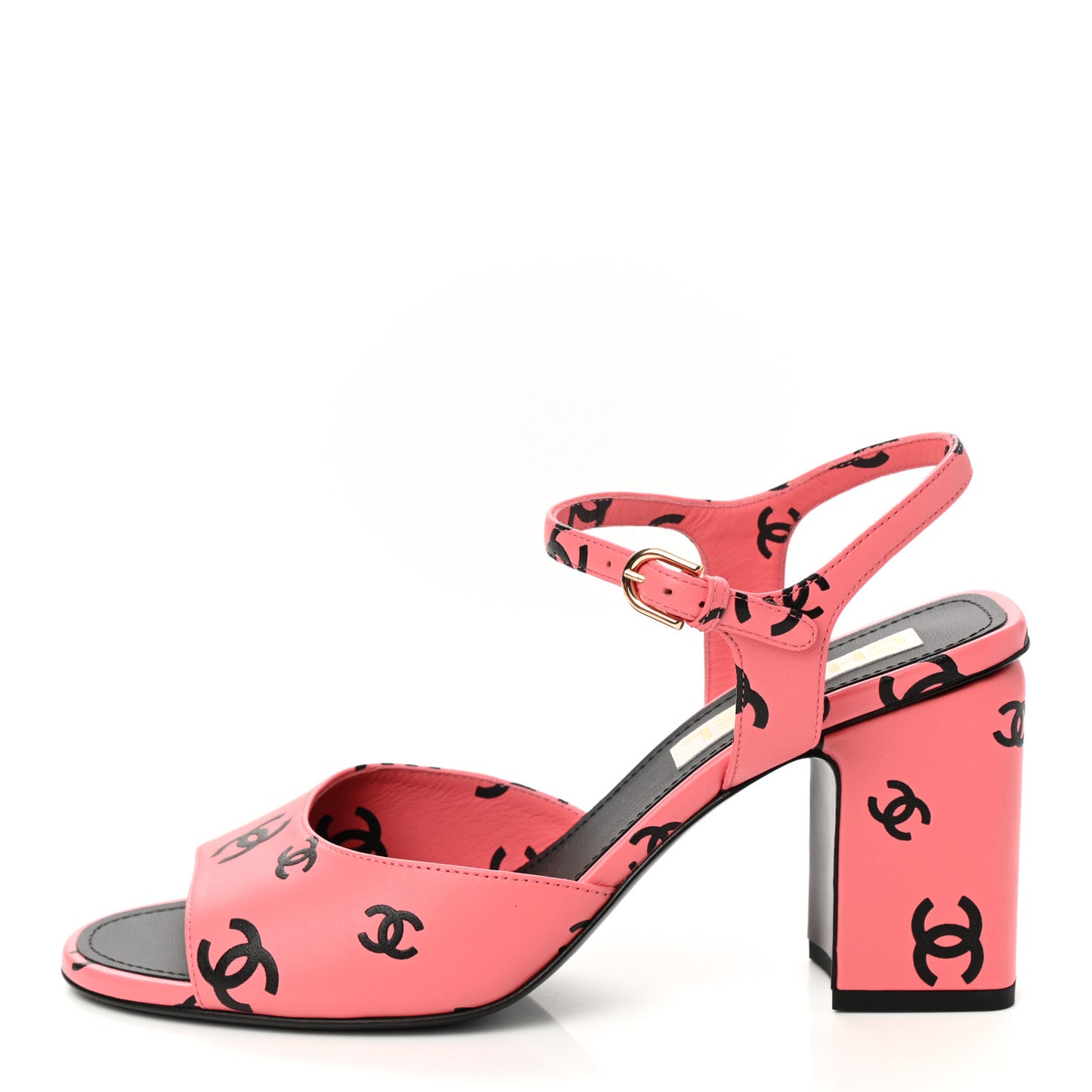 Printed Lambskin CC Sandals 40 Pink Black