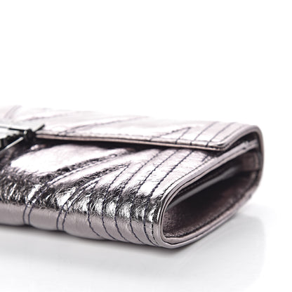 MCM Metallic Calfskin Quilted Wallet On Chain Silver 9 of 11